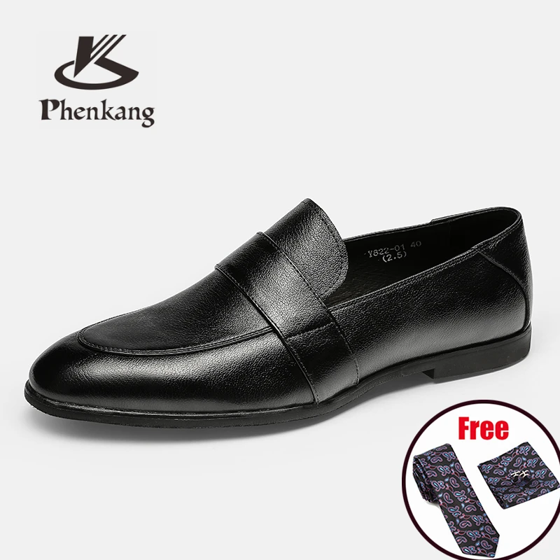 Мужские летние кожаные лоферы Phenkang темно коричневые повседневные кроссовки