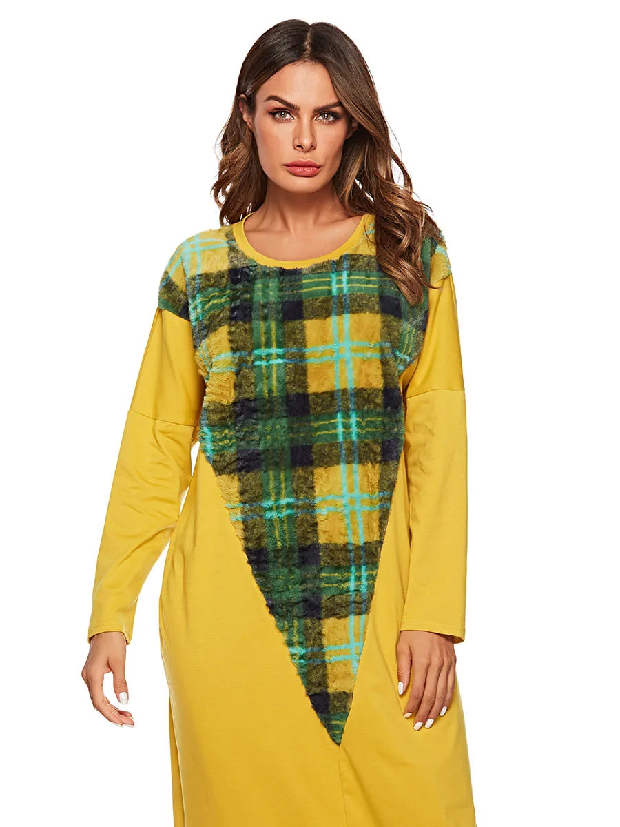 Мусульманское платье-абайя женское кимоно в клетку джилбаб Джуба эльбиз