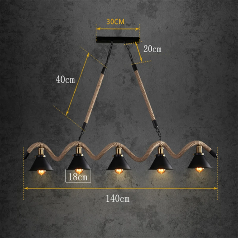 Черные американские люстры из кованого железа в индустриальном ретро стиле для