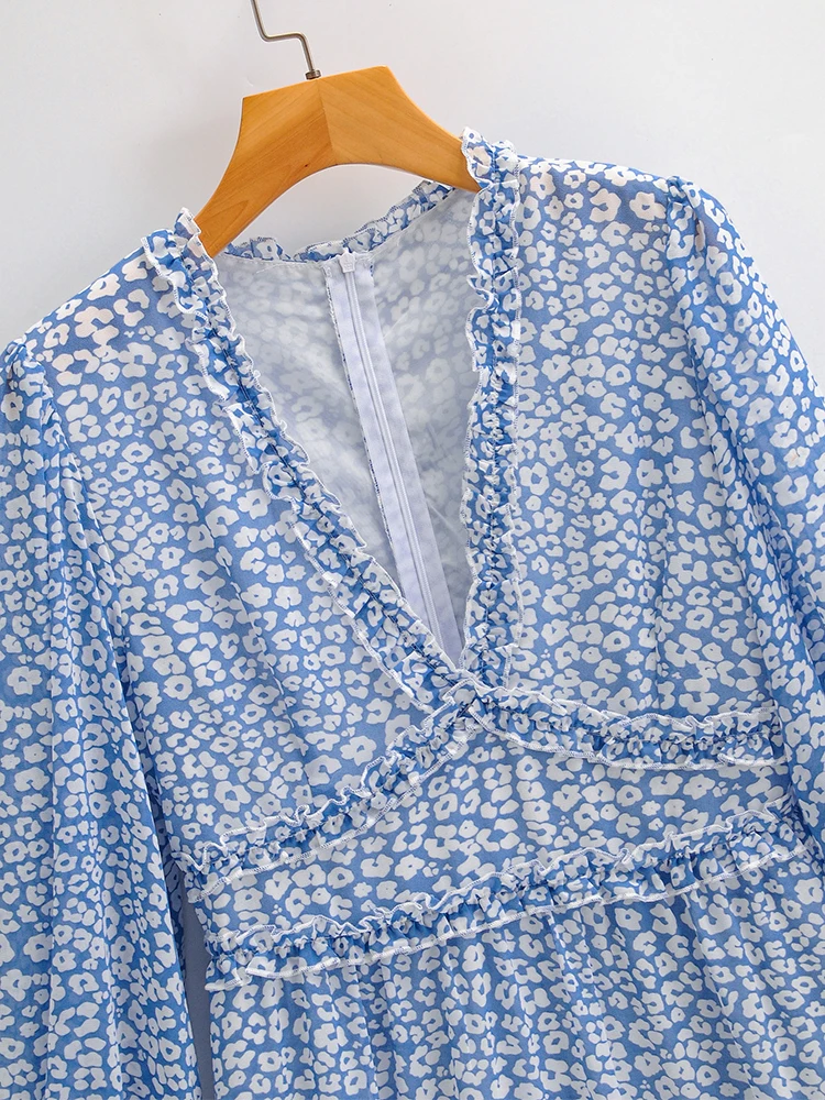 Женское шифоновое платье рубашка с V образным вырезом и цветочным