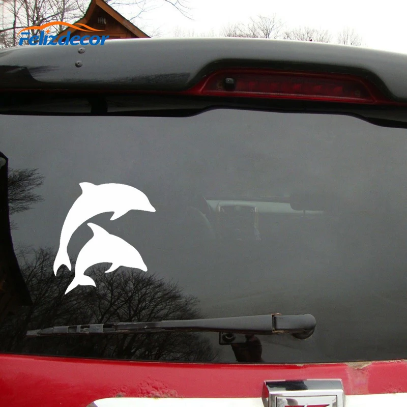 Черно-белая наклейка на автомобиль с изображением дельфина виниловая креативная