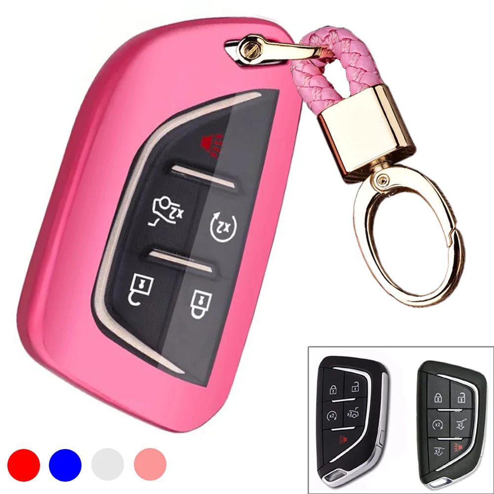 

BLINGSKY 5 6 кнопок ТПУ чехол для ключей с брелоком чехол для Cadillac XT4 XT5 XT6 CT4 CT5 CT6 CT4-V ESCALADE ESV