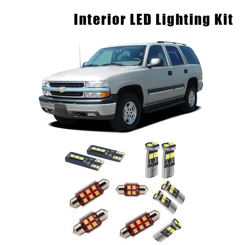 

For 2000-2003 2004 2005 2006 Chevrolet Tahoe 12 Bulbs White LED Car Ceiling Light Interior Kit Fit Map Dome License Lamp