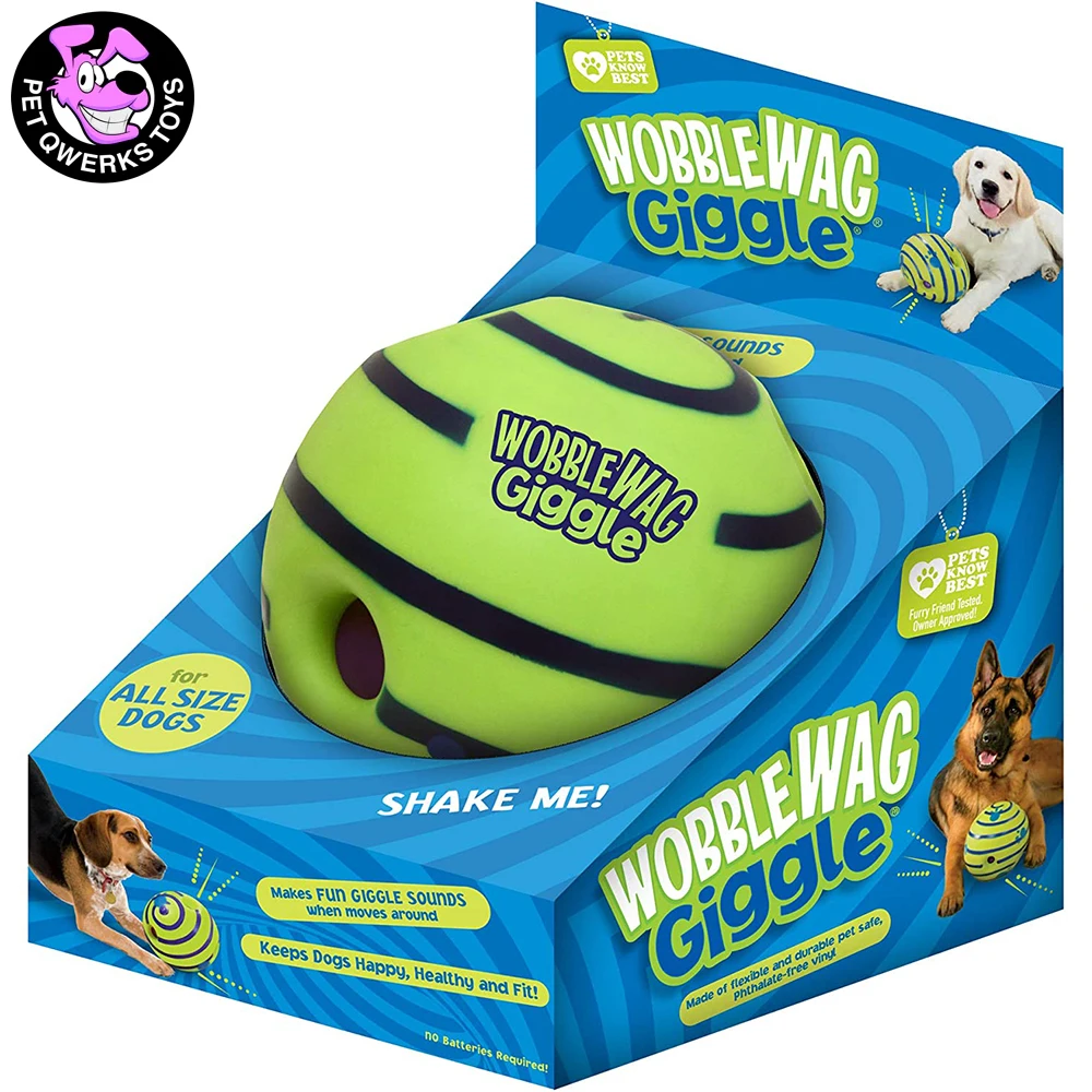 Wobble Wag мерцающий шар Веселый гигающий звук при рулоне или встряхивании питомцы