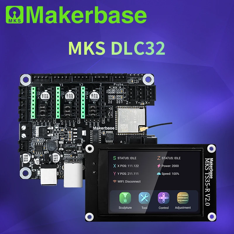 Makerbase MKS DLC32 Автономный контроллер 32 бит ESP32 WIFI GRBL TFT сенсорный экран для