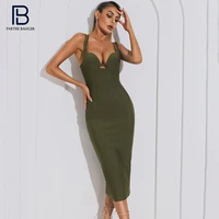 pb trendy double straps design bandage slip dress sexy v neck hollow out celebrity party club free shipping
