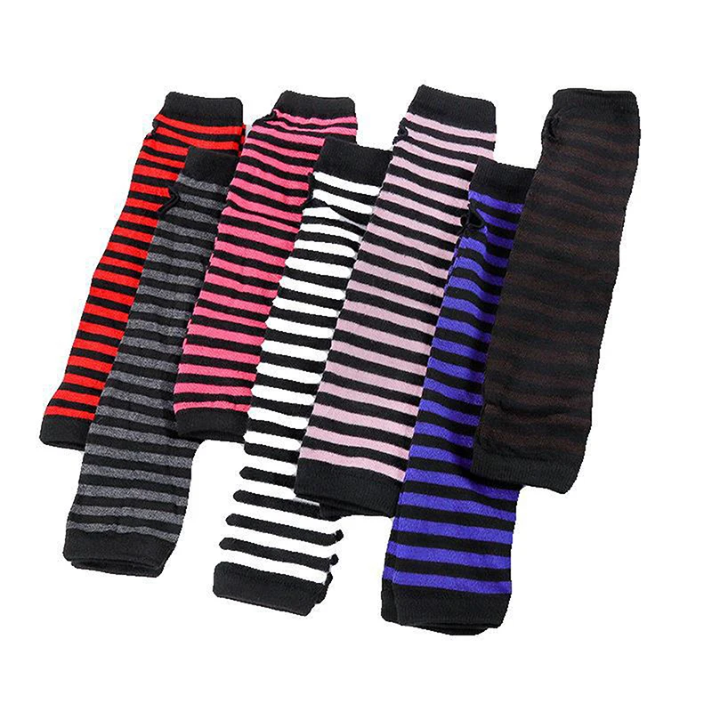 

Fashion Women Girls Striped Elbow Gloves Warmer Long Fingerless Gloves Mittens Party Accessories Gift