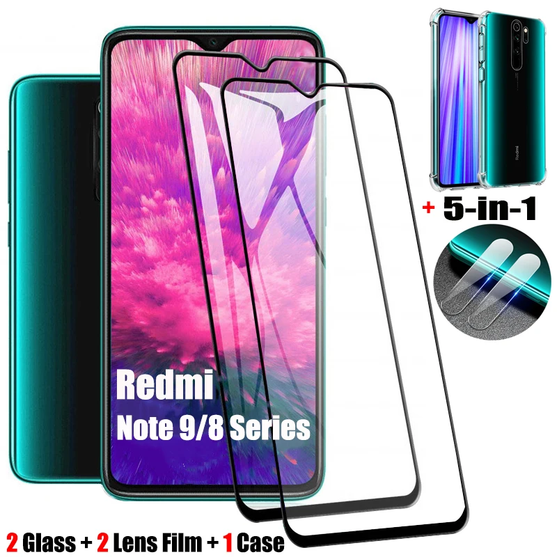 

5-in-1, glass case for redmi9 note 8pro tempered glass screen protector redmi 9s note 8t redmi8 8a camera lens film redminote 9 s bumper case cover redmi+note+8t glasses redmi 8 a xiomi 8 t glass case redmi 9 note9 pro