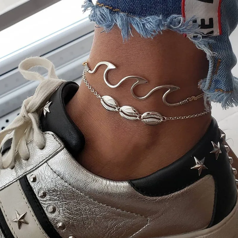 

Boho Beach Wave Shell Anklet Bracelet for Women Fashion Charms Ankle Bracelet Chain Anklets for Female Enkelbandje