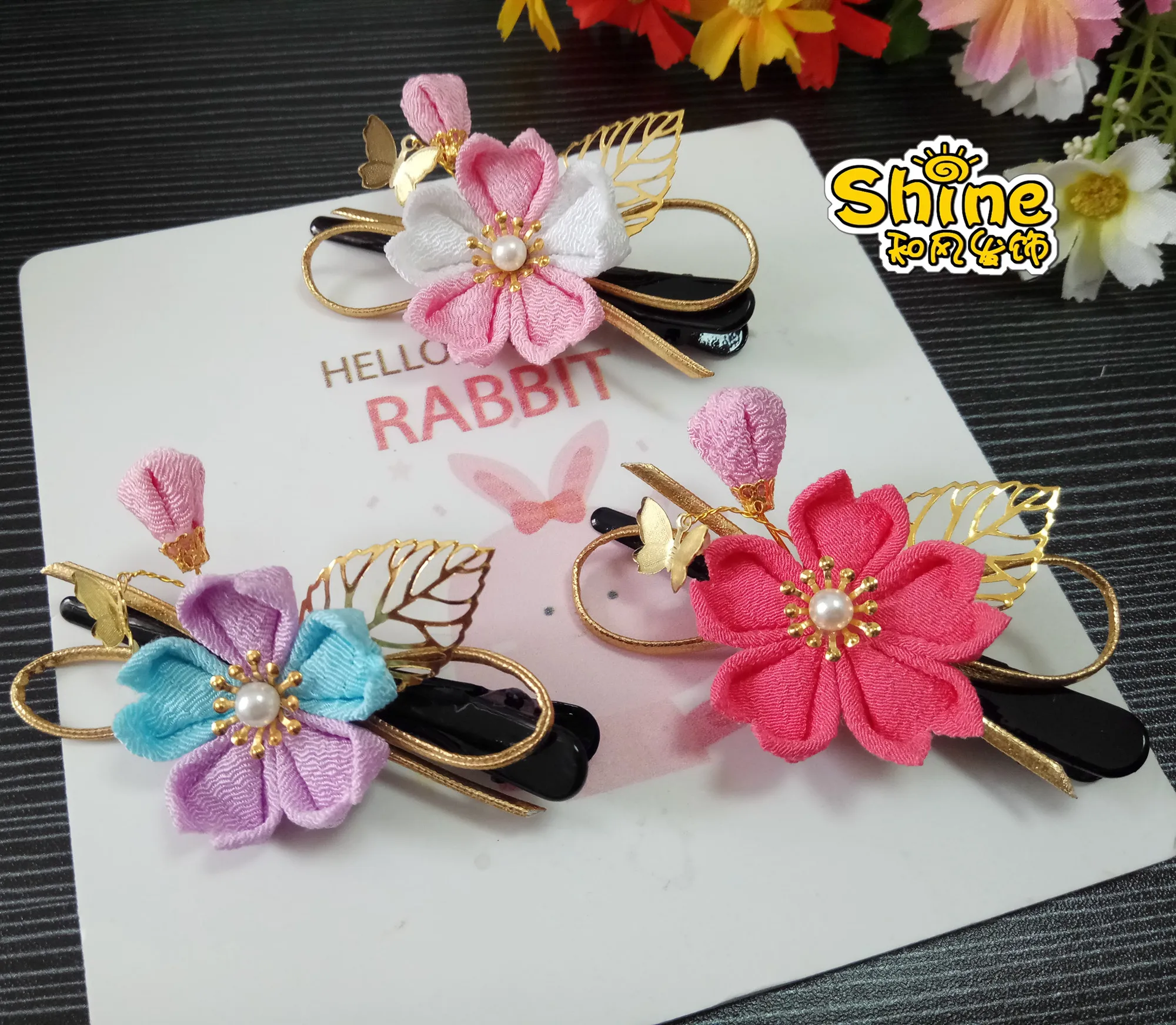 Классическая Ручная работа японская Сакура боковая заколка аксессуары для волос