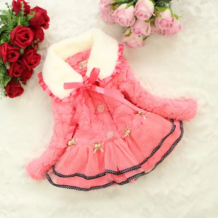 Меховое пальто для девочек одежда с жемчугом и цветочным кружевом осенне зимняя