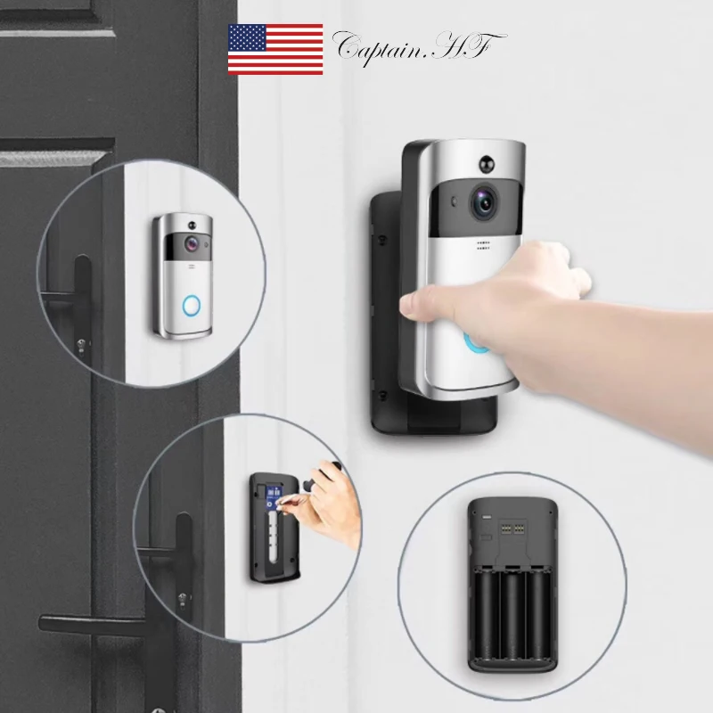 US Captain дверной звонок с WiFi 720HD видео 24G Wi Fi APP дистанционное управление WIFI