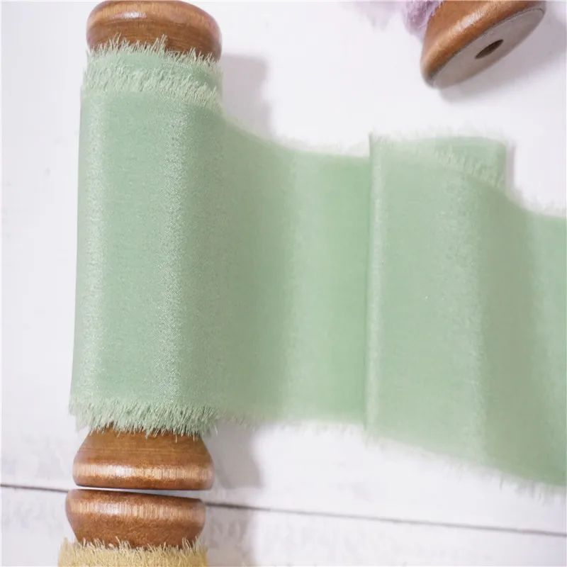 ins style ribbon 25mm 30mm 50mm Pure Silk Frayed Edged wedding ribbon packaging ribbon silk ribbon soft ribbon