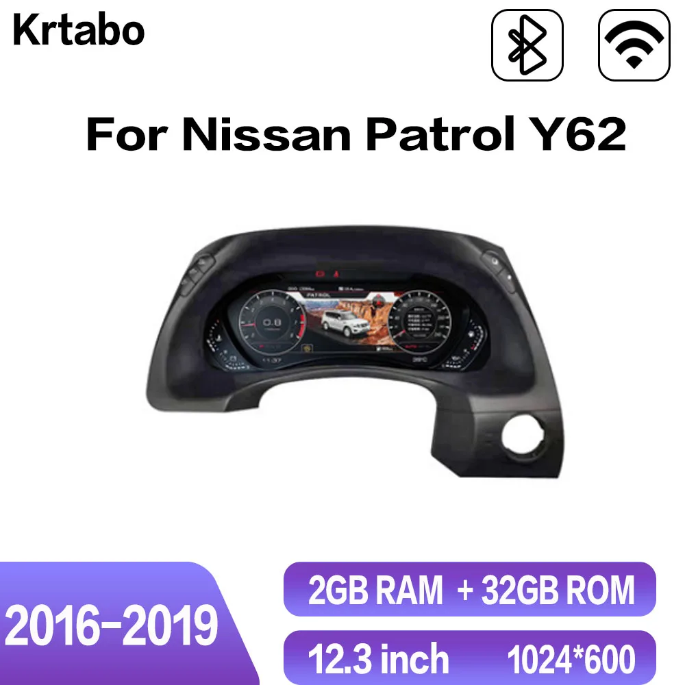 

Krtabo For Patrol Y62 2016 2017 2018 2019 Car LCD Instrument Panel Cluster Android GPS Navigation LCD Dashboard 12.3 inch