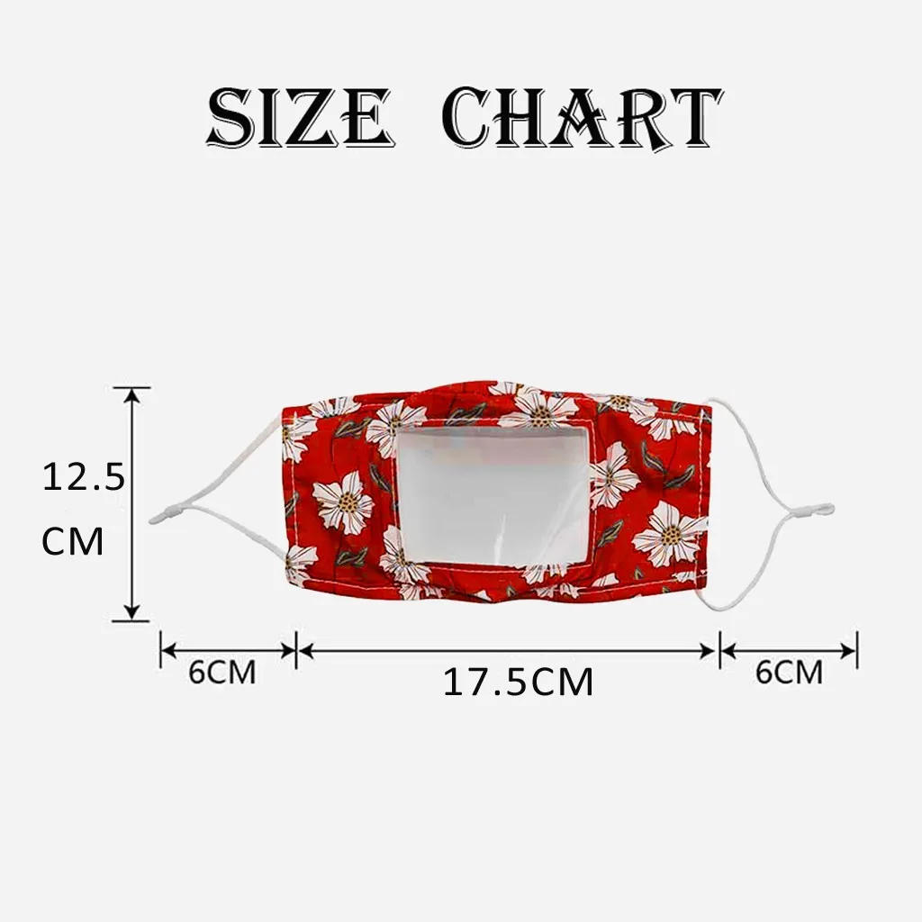 

Unisex Kids Face Mask Fashion Flowers Print With Clear Window Dustproof Windproof Face Mask Washable Reusable Mask masque