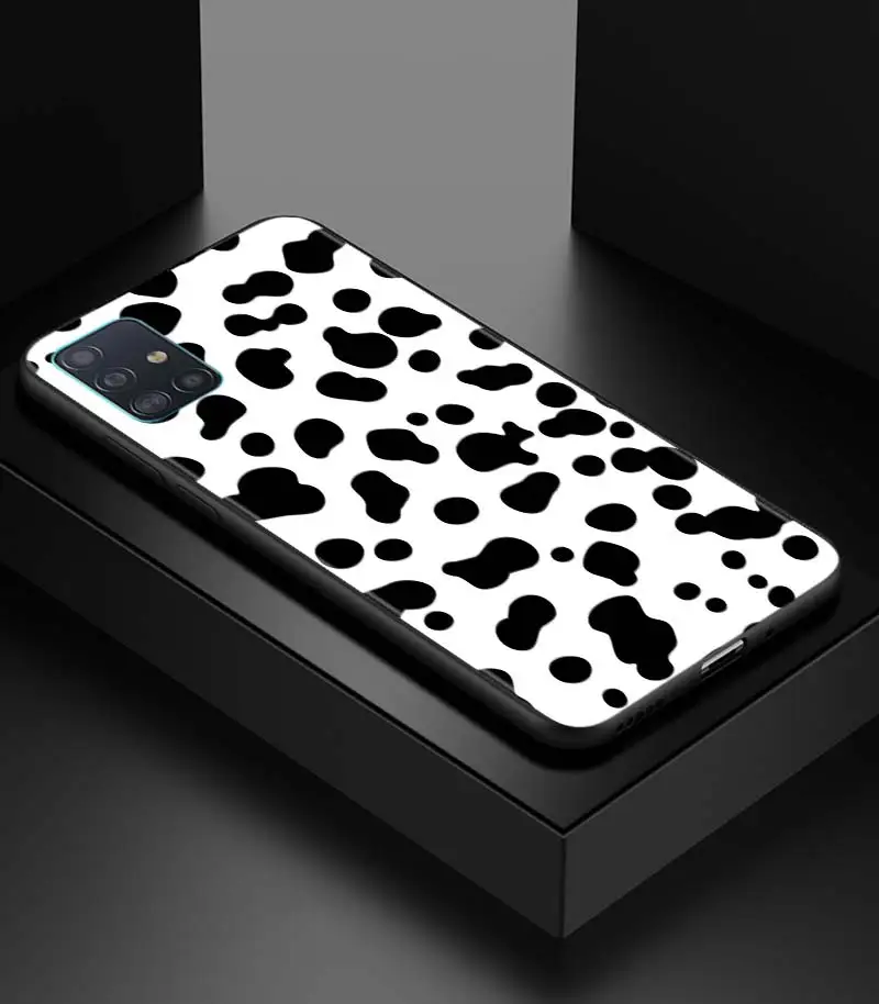 

White Black Cow Symbol Case For Samsung Galaxy A51 A71 A50 A70 A10 A12 A20e A30 A40 A21s A41 A31 A02s Cover Coque Fundas