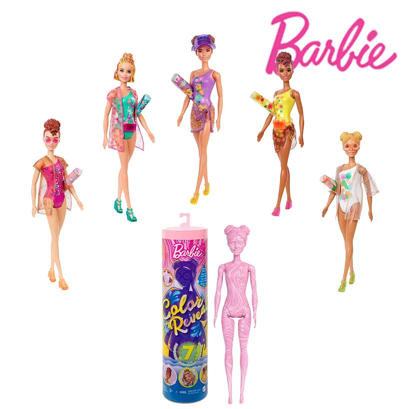 

Barbie GWC57 Color Discover Pop Sand & Sun Series With 7-Surprises Princess Boneca Make-Up Toys Accessories Blind Box Barbie Toy