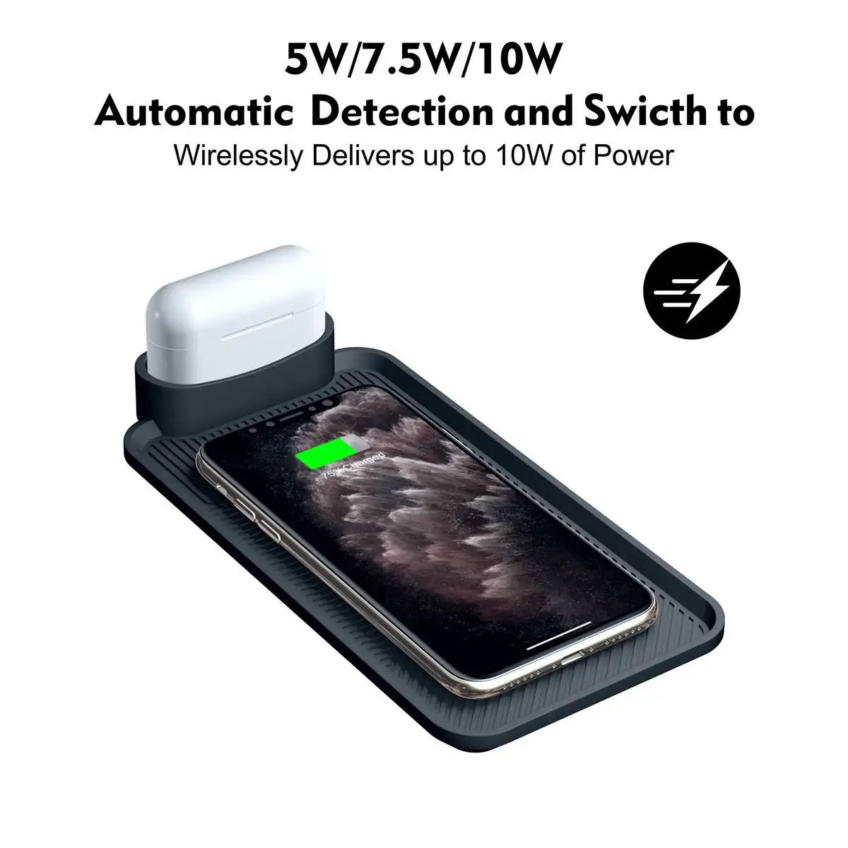 car qi wireless charger non slip mat 10w phone fast charging holder dock station pad for iphone for airpods 12pro for samsung free global shipping