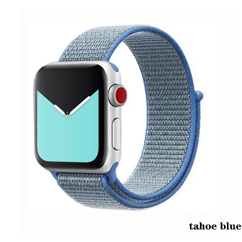 Нейлон pulseira для apple watch band 4 44 мм 40 мм(iwatch 5) apple watch 3 2 1 ремешок 42 мм 38 мм дышащий браслет ремень аксессуары - Цвет ремешка: tahoe blue