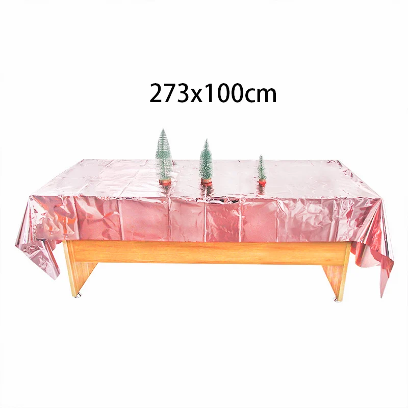273cm tablecloth Розовое золото одноразовая посуда Бумага пластины салфетки для стаканчиков соломинки для детей и взрослых из розового золота на день рождения Выпускной Baby Shower поставки - Цвет: 273cm tablecloth