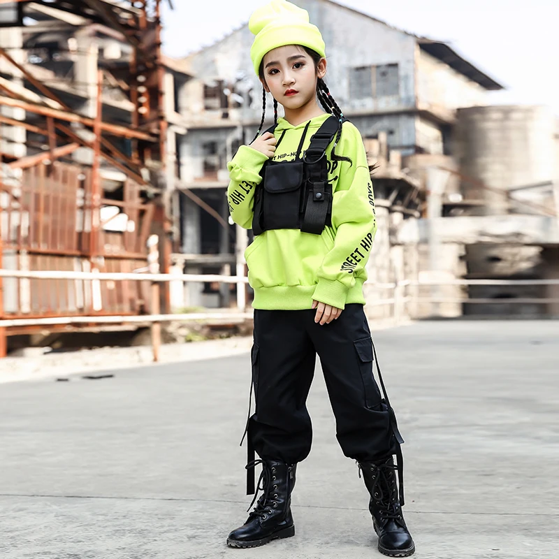 Children Hip Hop Dance Costume Kids Street Clothing Boy's Wear Stage Dancing Drum Performance Cool Black Hiphop Pant 1401 |