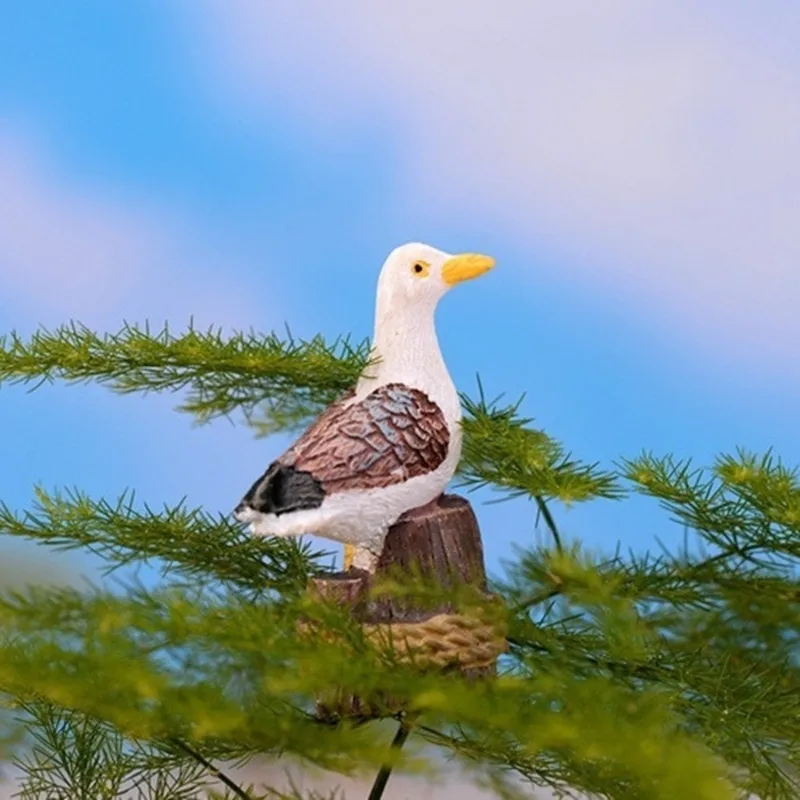 3PCS Sea Bird Seagull Stand Stump Garden Miniature DIY Accessories Fairy Houses Decoration Mini Craft Micro Landscaping Decor - купить по