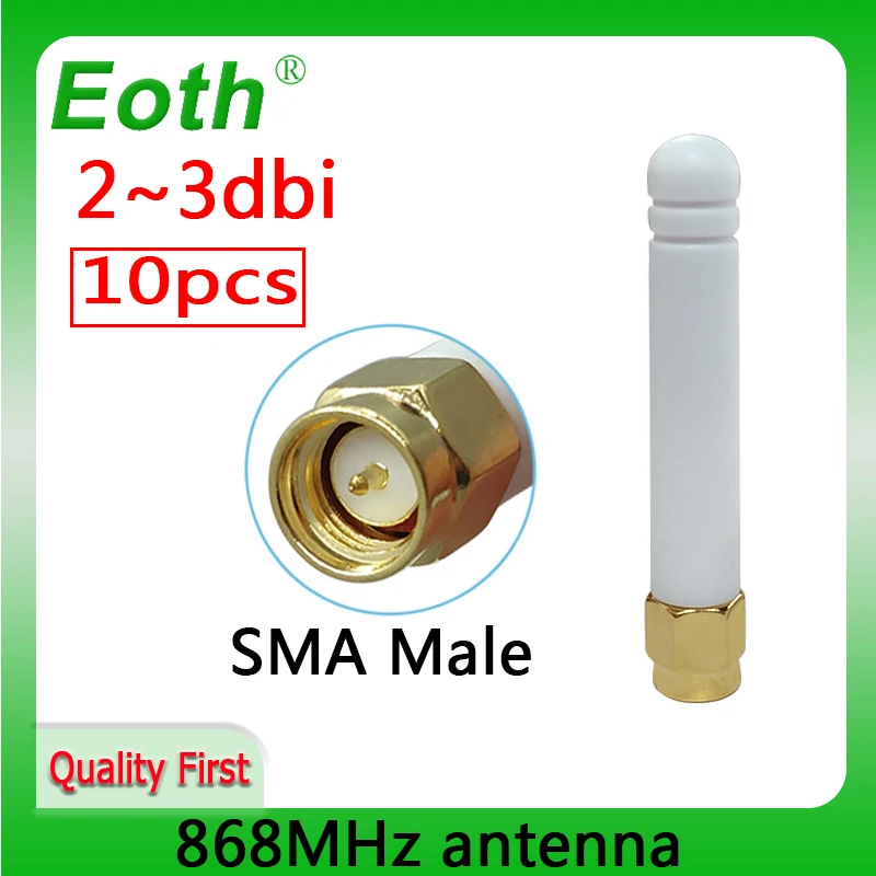 EOTH 10pcs 868mhz antenna 2~3dbi sma male 915mhz lora antene pbx iot module lorawan signal receiver antena high gain
