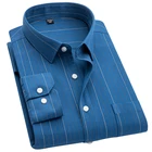 Рубашка Aoliwen мужская с длинным рукавом, брендовая воздухопроницаемая сорочка slim из мягкой ткани Оксфорд, устойчивая к морщинам, в полоску, в повседневном стиле, весна