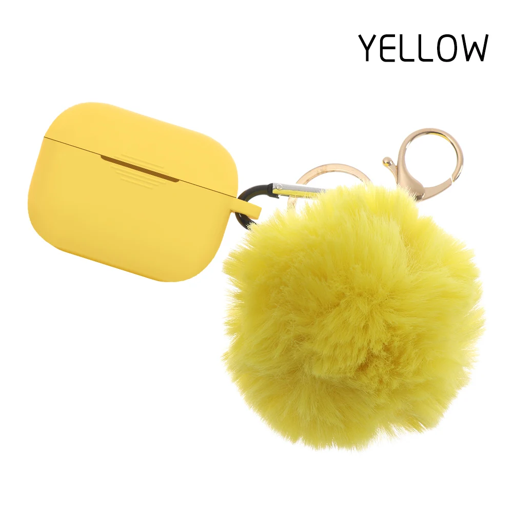 yellow for Pro Чехол для наушников, защитный чехол, силиконовый чехол, милый меховой шарик, брелок для Airpods 1/2 Pro, аксессуары, карамельный цвет - Цвет: yellow for Pro