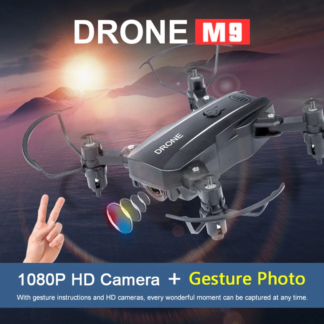 M9 Дрон Радиоуправляемый квадрокоптер мини камера HD 1080P Wifi FPV складной высота