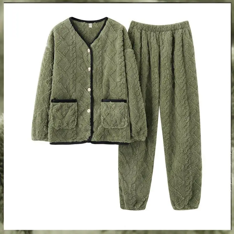 

2 шт., фланелевые пижамные комплекты с карманами для сна