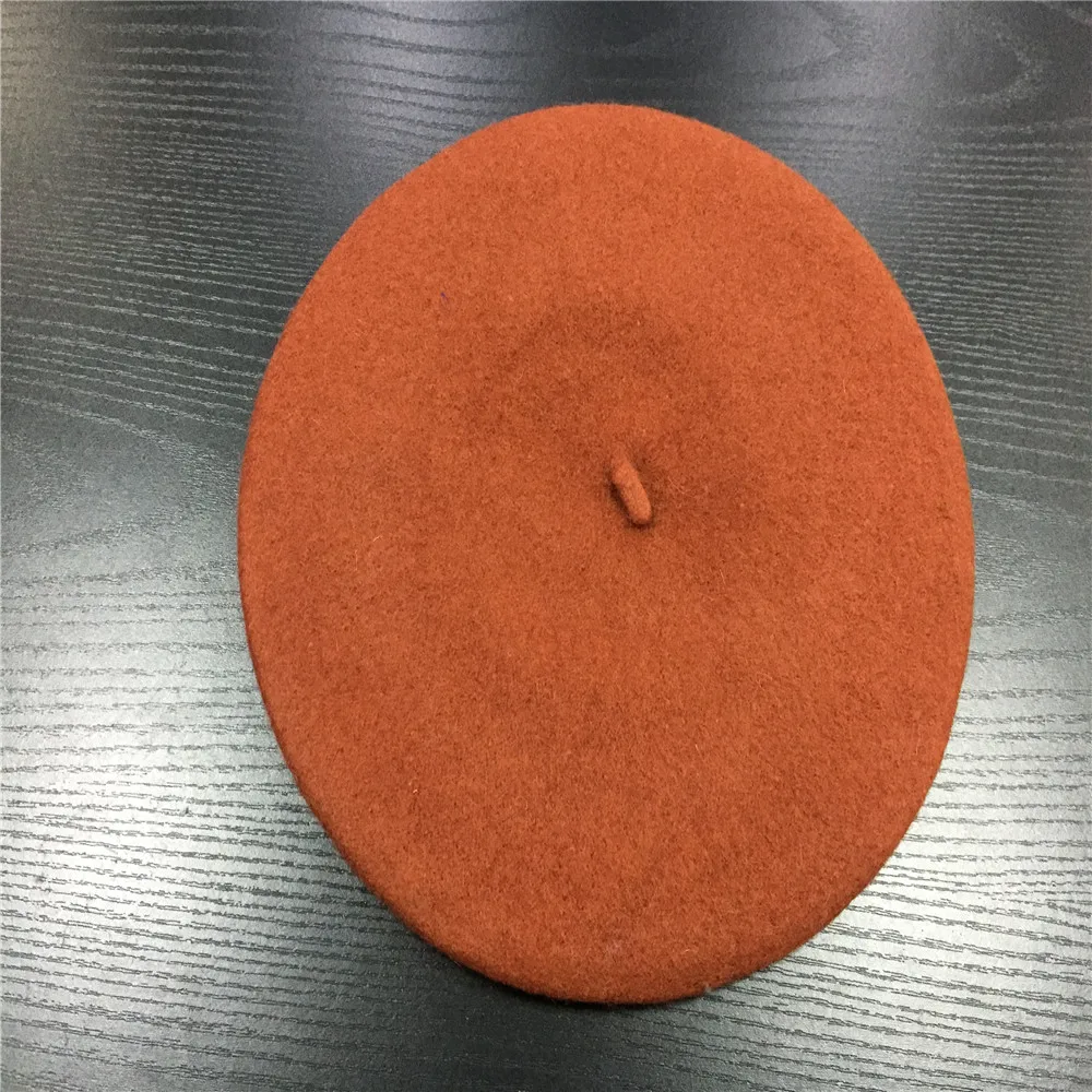 Reddish Brown Женская шерстяная шляпа, Женские однотонные зимние шапки для девочек, женские классические шляпы в стиле художника, светло-коричневые, горчичные, розовые, фиолетовые, красные шляпы - Цвет: Reddish Brown