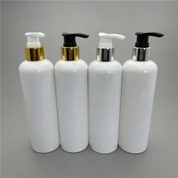 white 350ml x 20 gold silver collar lotion pump bottle plastic cosmetic container empty shampoo sub bottling massage oil bottles