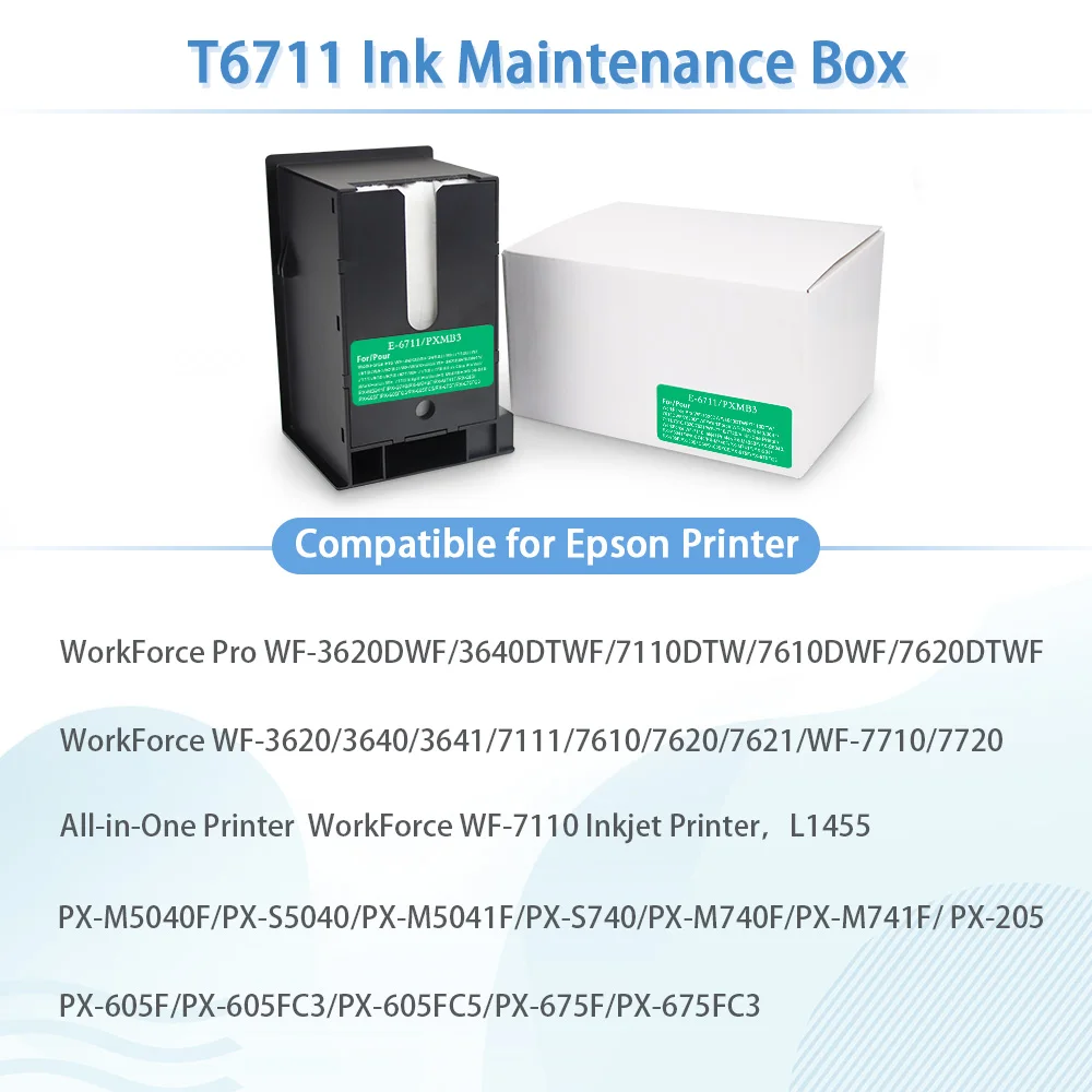 2PK T6711 L1455 отходов чернил коробка для Epson WF 7111 7610 7620 7621 3620 3640 7710 7720 7110 чернильницы