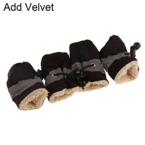 Black Add Velvet Нескользящая Мягкая Водонепроницаемая Обувь для собак, щенков, носки, ботинки, покрытие для обуви, товары для домашних животных - Цвет: Black Add Velvet