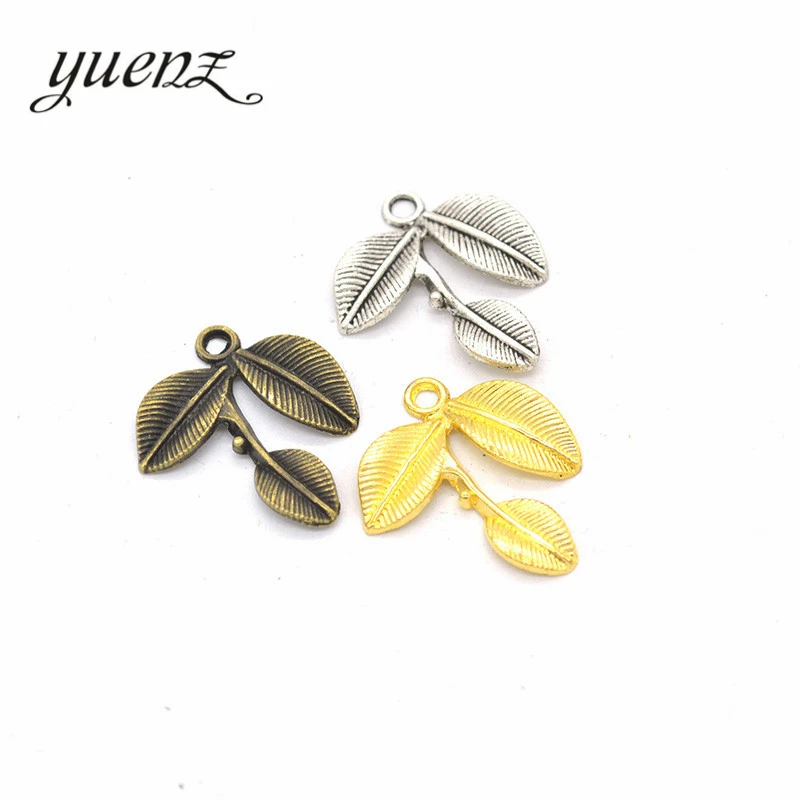YuenZ 10 шт. 4 цвета антикварная Серебристая подвеска с покрытием лист дерева