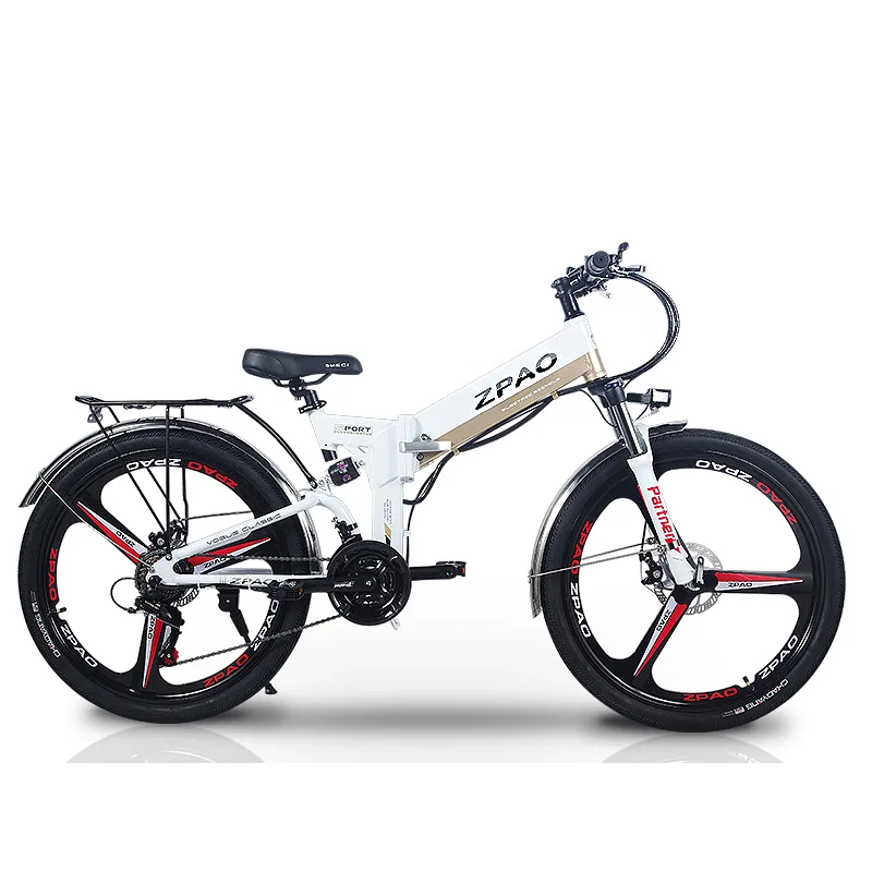 White A KB26 высокое качество складной электрический велосипед, 26 дюймов 350W горный велосипед, 48В, 10.4Ah литий Батарея, 5 Класс с педалью - Цвет: White A