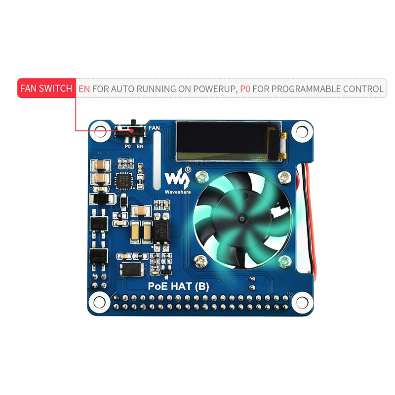 Плата Raspberry Pi 4 Power Over Ethernet HAT (B) 802.3af POE с температурным охлаждающим вентилятором OLED