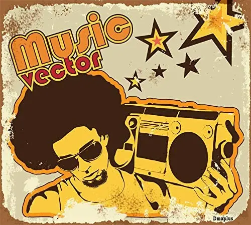 Музыкальный вектор Ретро Металлические винтажные жестяные знаки Настенный