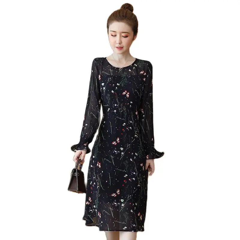 Осень модные часы свободного покроя элегантные с круглой горловиной а линейное