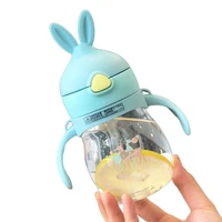 270ml kids water sippy cup cartoon rabbit baby gravity ball drinking learning straw water bottle for boy girl outdoor
