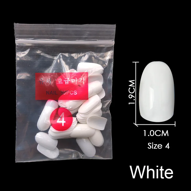 White-Size-4 Купите некоторые размеры s коротких круглых накладных гвоздей полный размер ногтей 0 1 2 3 4 5 6 7 8 доступны 3 цвета накладные ногти для ногтей DIY - Цвет: White-Size-4