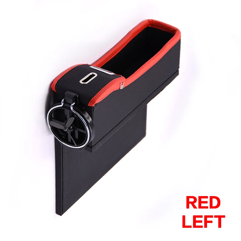 Left RED Щелевая коробка для хранения автомобильного сиденья, держатель для стакана, держатель для напитков, органайзер, автоматический зазор, карман для хранения, подставка для телефона, держатель для карт, чехол для монет, аксессуары - Название цвета: Left RED