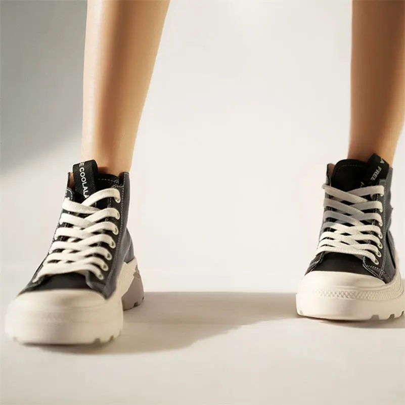 FEDONAS Fashion Women Flats Sneakers Genuine Leather Corss-tied Casual Shoes Woman Round Toe Student Shoes Flats