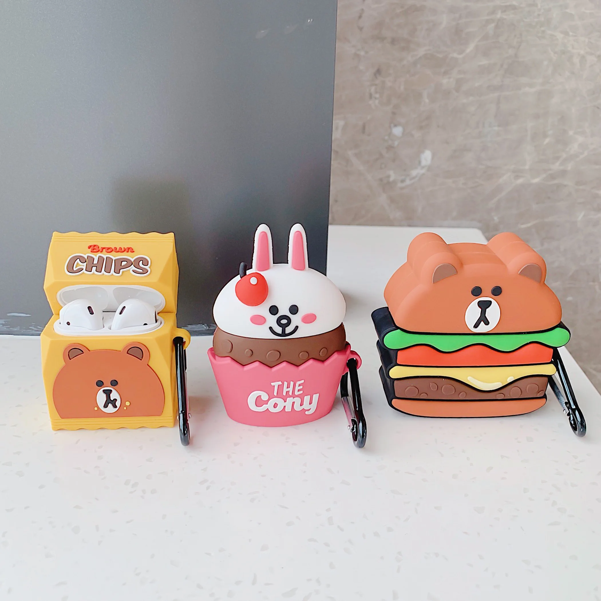 Гамбургер медведь чехол для наушников Airpods силиконовый мультфильм милые