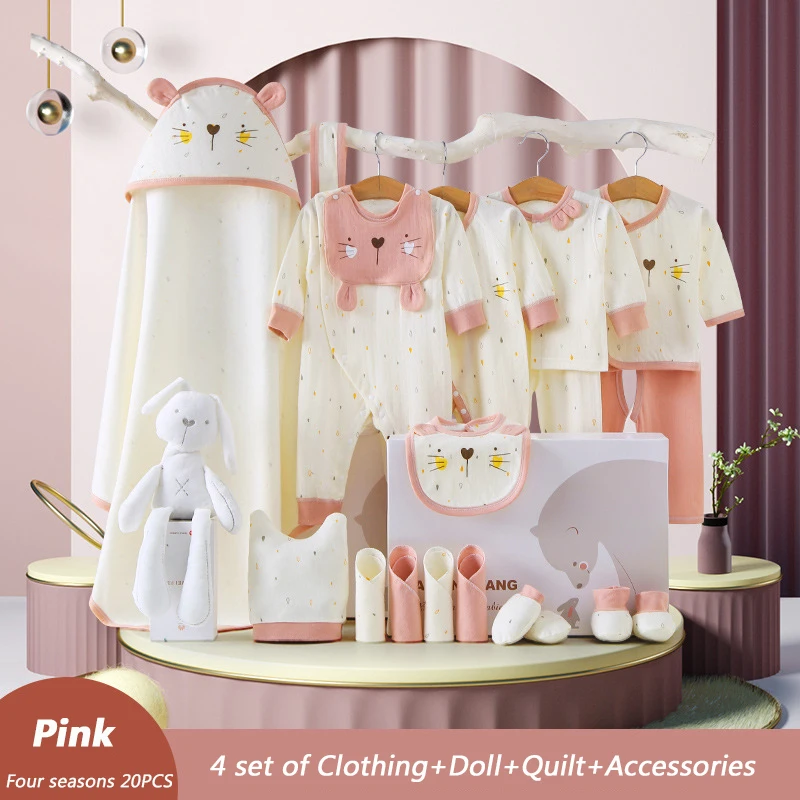 

20PCS/SET Summer Four Seasons Baby Clothing Set Cotton Unisex Infant Underwear Clothes Suit Baby Stuff Accessories