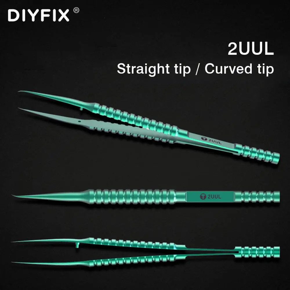 Пинцет DIYFIX 2UUL изогнутый прямой из титанового сплава для прецизионной
