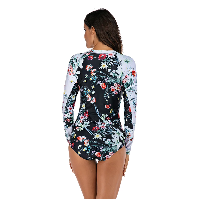 

Women Swimwear Floral Print High Wiast Corset Swimsuit With Padded O-Neck Brazilian Bathing Suit Monokini Female Plus Size