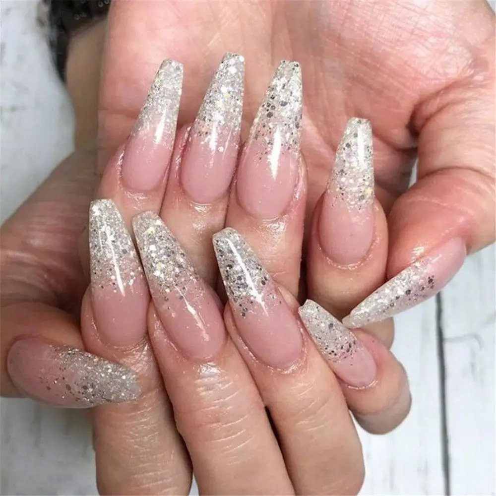 

Прозрачные/белые/натуральные акриловые инструменты для маникюра и красоты, искусственные бриллиантовые Типсы для ногтей, форма гроба