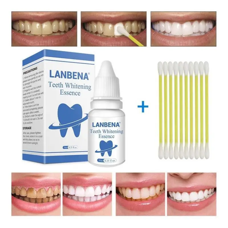 

10ml Teeth Whitening Essence 10ml Tooth Brighten Liquid with Cotton Swabs Dental Cleansing Serum To Remove Tooth Stains TSLM2